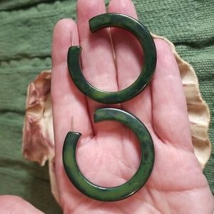 Vintage Marbled Green Colored Lucite Earrings TCJB1